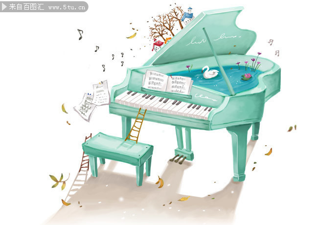 卡通鋼琴插畫圖片素材 童趣與藝術的完美結(jié)合